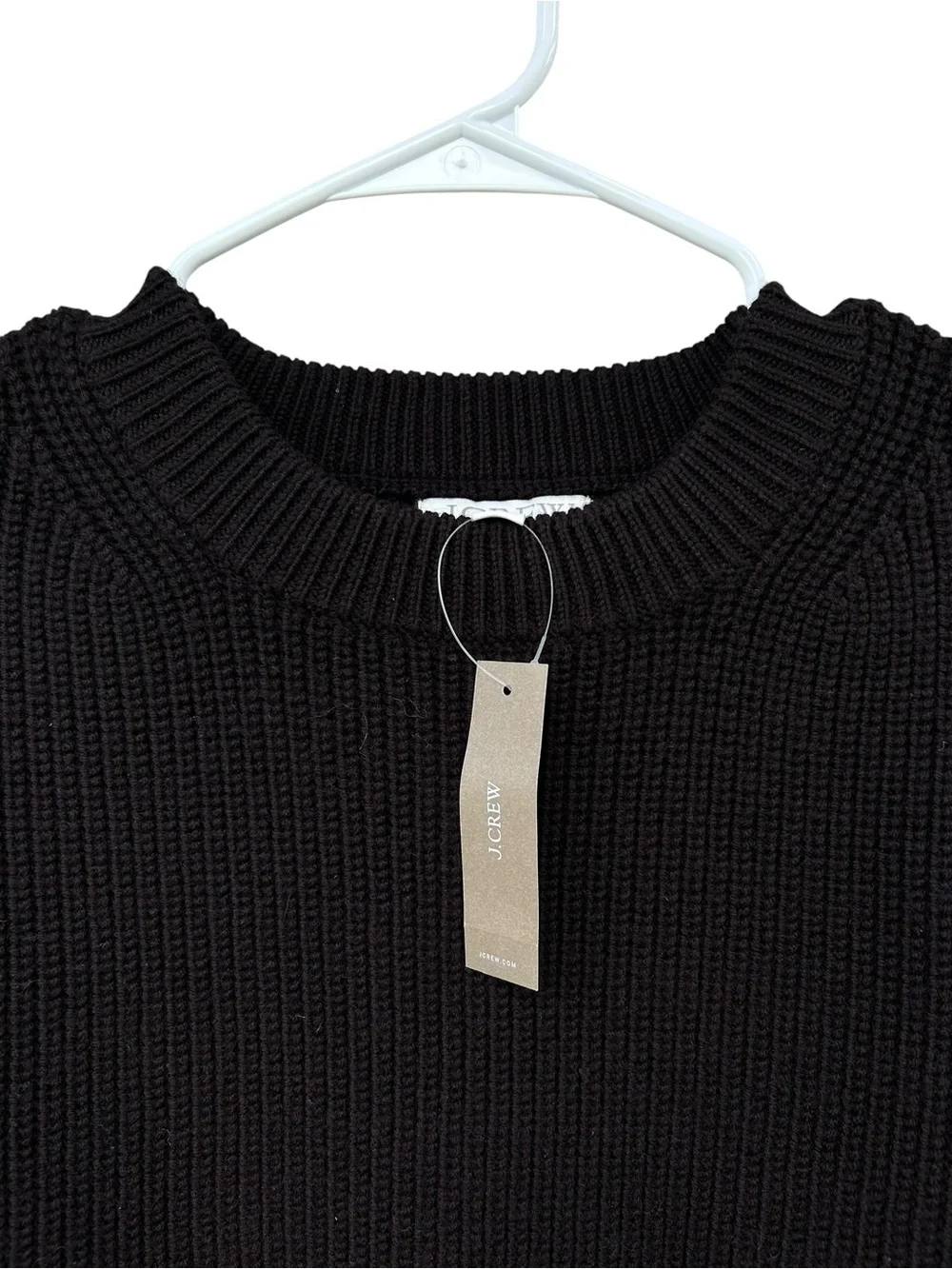 NWT J. Crew Dark Brown Ribbed Fitted-Waist Crewneck Sweater - Merino Wool - XXS